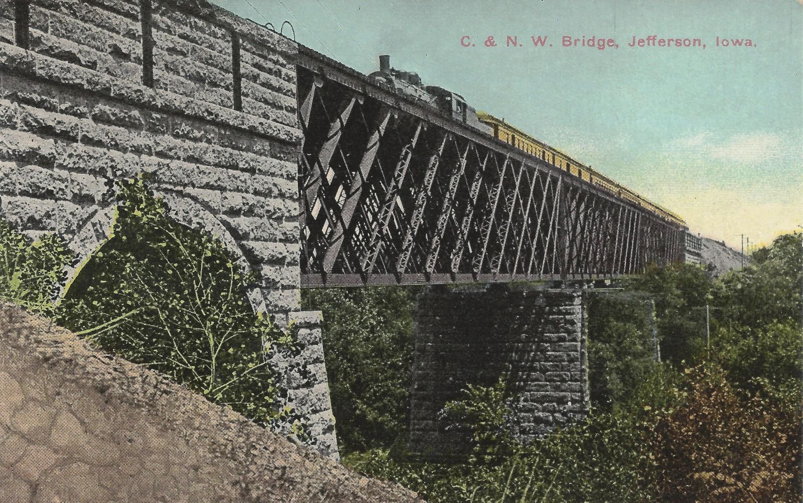 Postcard showing previous bridge